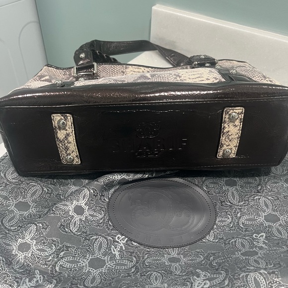 Sharif Black and White Snakeskin Tote Bag - Picture 4 of 7